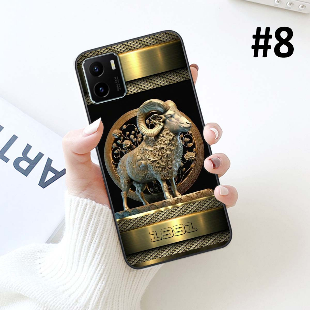 Ốp lưng VIVO Y15s ốp lưng viền vuông mặt nhựa in hình 12 con giáp tài lộc theo yêu cầu