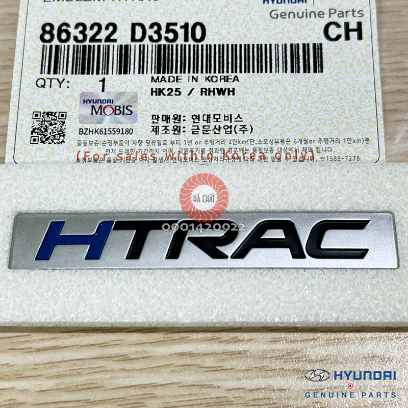 Logo chữ nổi PREMIUM, SANTAFE, 2.2D, HTRAC dán đuôi xe Hyundai Santafe 2019, 2020, 2021, 2022