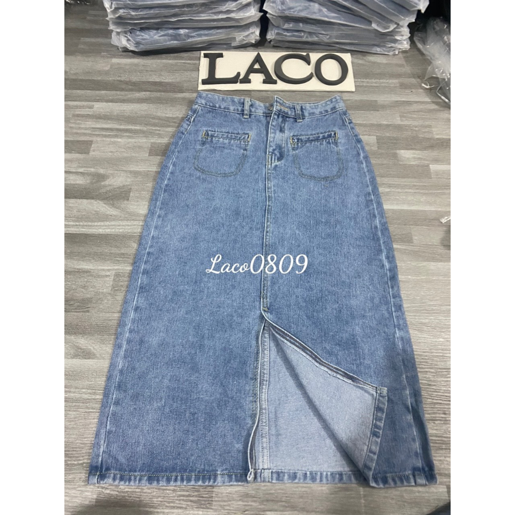 CHÂN VÁY JEAN XẺ VẠT CÓ TÚI, CHÂN VÁY BÒ 2 TÚI XẺ TRƯỚC DÁNG CHỮ A SIÊU HOT JEANS vải đẹp MSP LACO30 | BigBuy360 - bigbuy360.vn