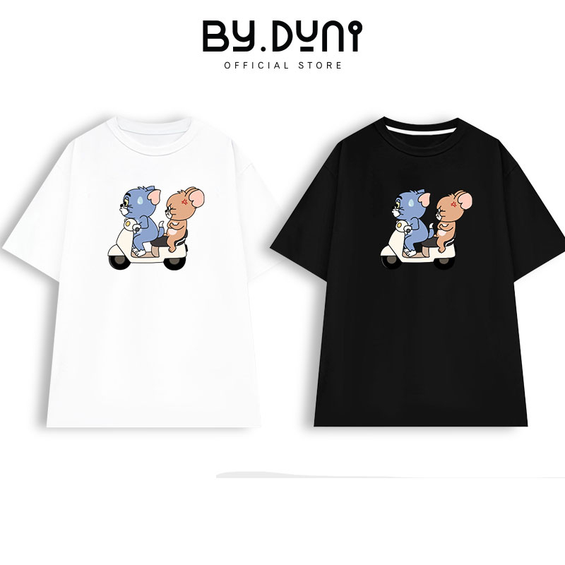 Áo thun cặp đôi nam nữ form rộng Local Brand tay lỡ unisex, áo cặp bạn thân vải cotton By.Duni DN13 TOM JERRY FULL BOX