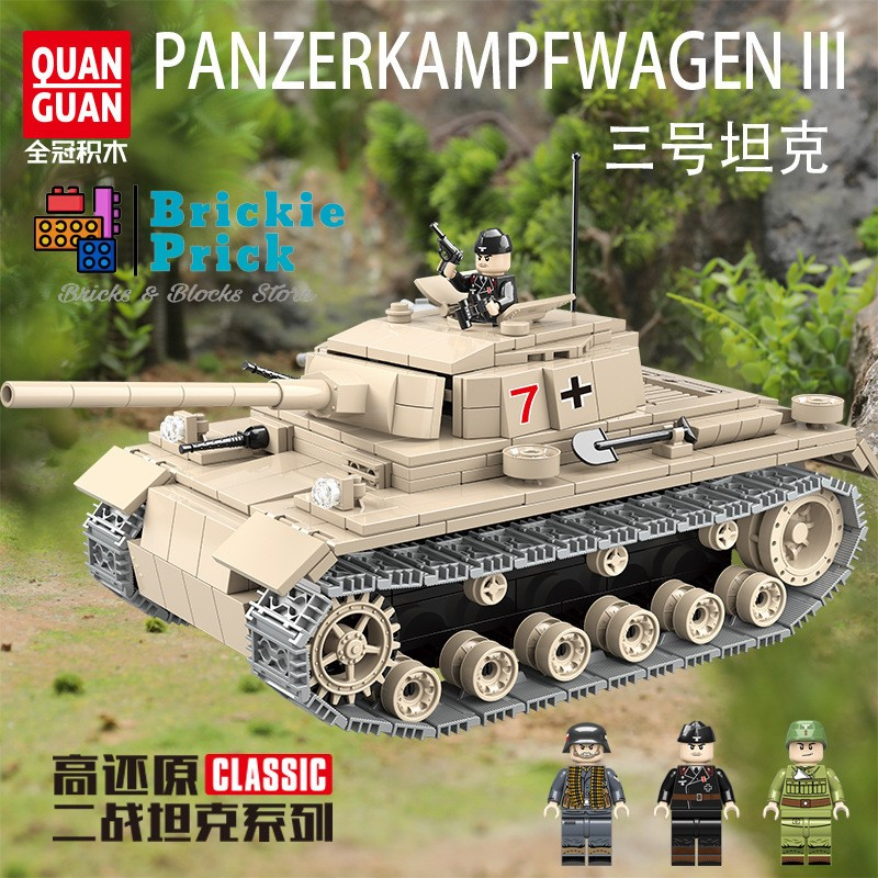Non - Lego Army - Xe Tăng Chiến Đấu PANZERKAMPFWAGEN III - Đồ chơi lắp ráp - Brickie Prick