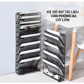 Kệ hồ sơ, giá để tài liệu, sách báo 9 NGĂN TREO TƯỜNG/ĐỂ BÀN A4 Kim Loại chắn chắn cho văn phòng, công ty, trường học