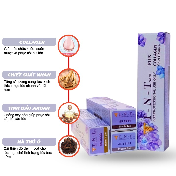 Màu nhuộm tóc TNT Nano Plus Collagen - Lên màu không cần tẩy