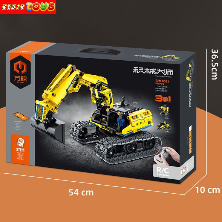 Đồ Chơi Lắp Ráp Kiểu Lego TECHNIC Mô Hình Máy Xúc, Xe Cẩu Biến Hình Robot 3in1 Điều Khiển Từ Xa RC No.8037 516PCS