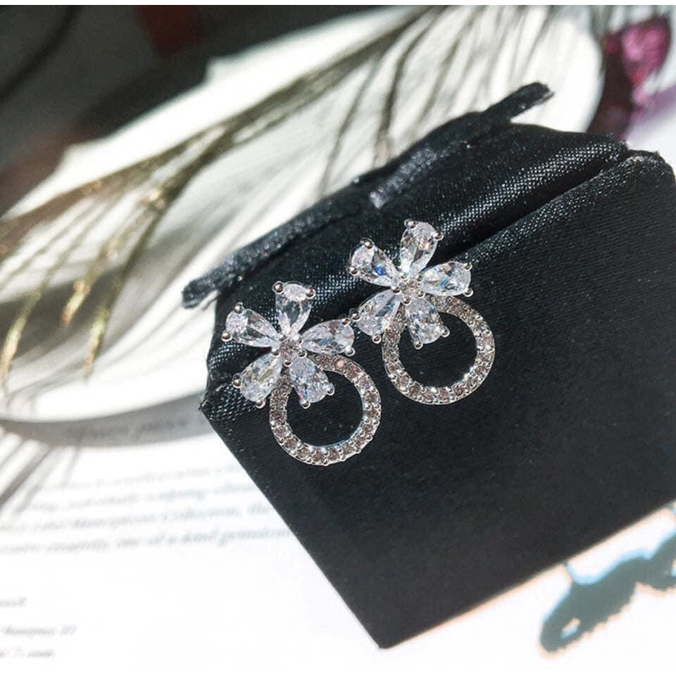 Bông Tai Nữ Bạc 925 cô dâu dự tiệc khuyên tai nữ bạc tiểu thư trang sức cao cấp No.93 Jewely