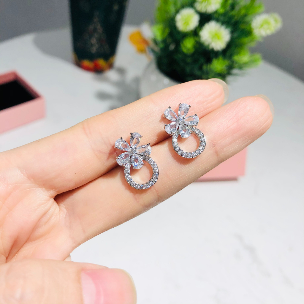 Bông Tai Nữ Bạc 925 cô dâu dự tiệc khuyên tai nữ bạc tiểu thư trang sức cao cấp No.93 Jewely