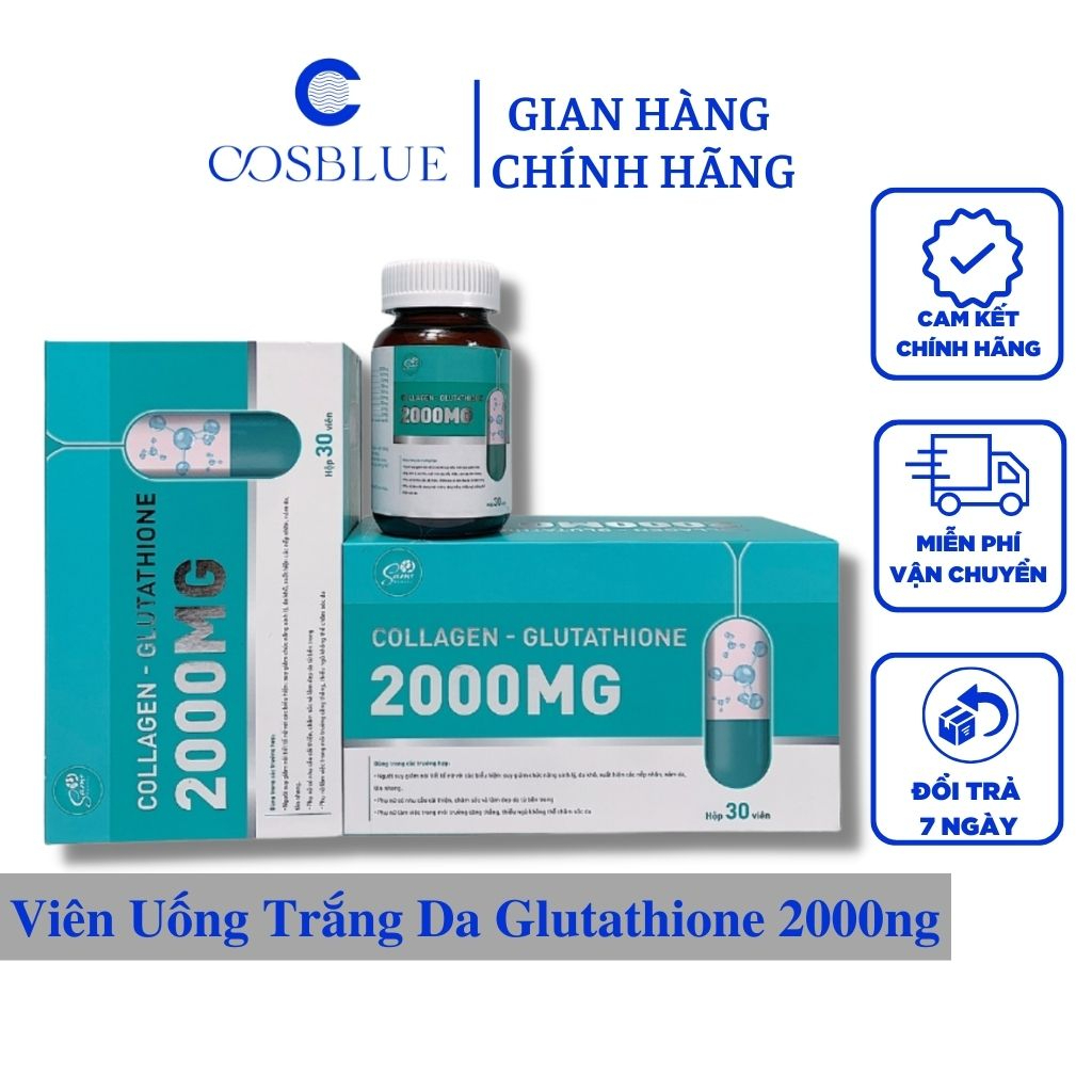 Viên Uống Trắng da COLLAGEN - GLUTATHIONE 2000 - Trắng Da,Mờ Nám,Giảm Nhăn
