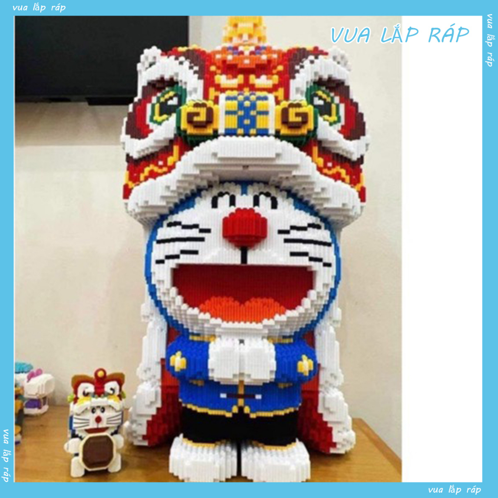 Lắp ráp mô hình doremon đầu lân 67cm dễ thương sắc nét, hàng chuẩn (tặng búa + đèn + keo)
