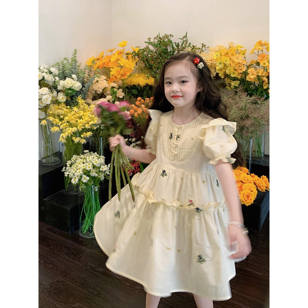 (8-35kg) Váy Đầm Trẻ Em Thiết Kế Babydoll Công Chúa Hoa Nhí Xinh Dễ Thương Đi Chơi Biển Mùa Hè Cho Bé Gái Size Nhí - Đại