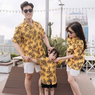 Áo sơ mi hoa quả lá cành đi biển, du lịch Hot 2023 Áo nhóm, áo gia đình đủ size