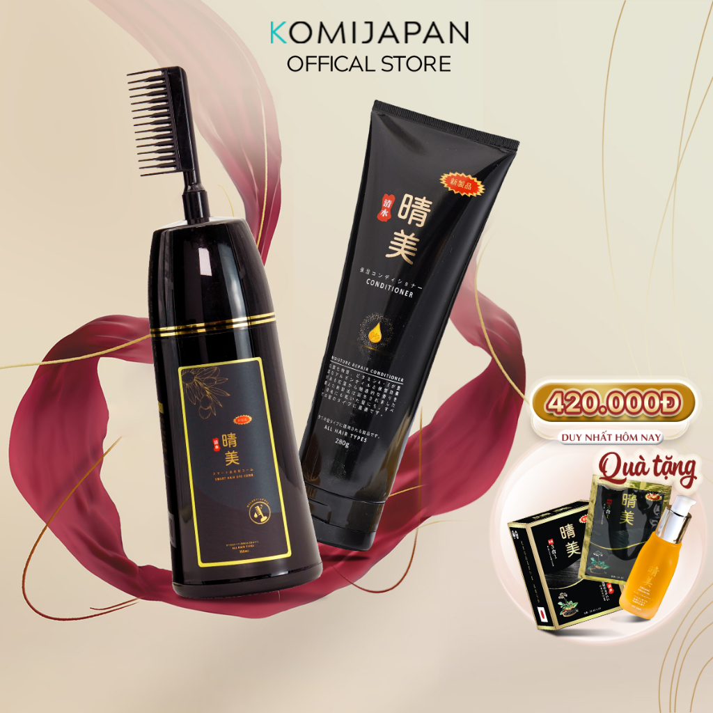 Combo Lược nhuộm Komi Nhật Bản , Dầu xả Komi Nhật Bản nhuộm màu nhanh chóng giữ màu bền lâu