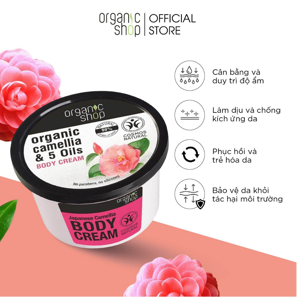 Kem Dưỡng Body Dưỡng Ấm Sáng Mịn Da ORGANIC SHOP Body Cream 250ml