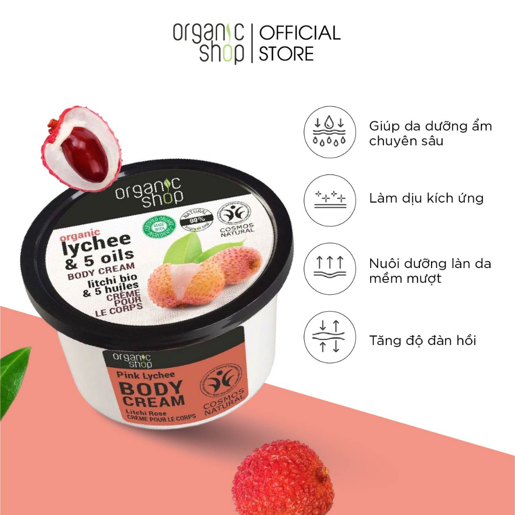 Kem Dưỡng Body Dưỡng Ấm Sáng Mịn Da ORGANIC SHOP Body Cream 250ml