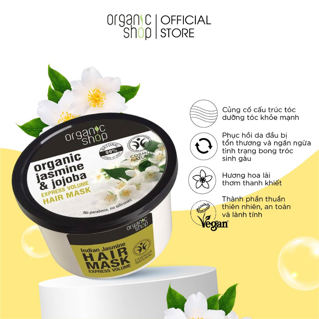 Kem Ủ Tóc ORGANIC SHOP, Mặt Nạ Ủ Tóc Dành Cho Tóc Nhuộm Giúp Phục Hồi Hư Tổn Dung Tích  250ml