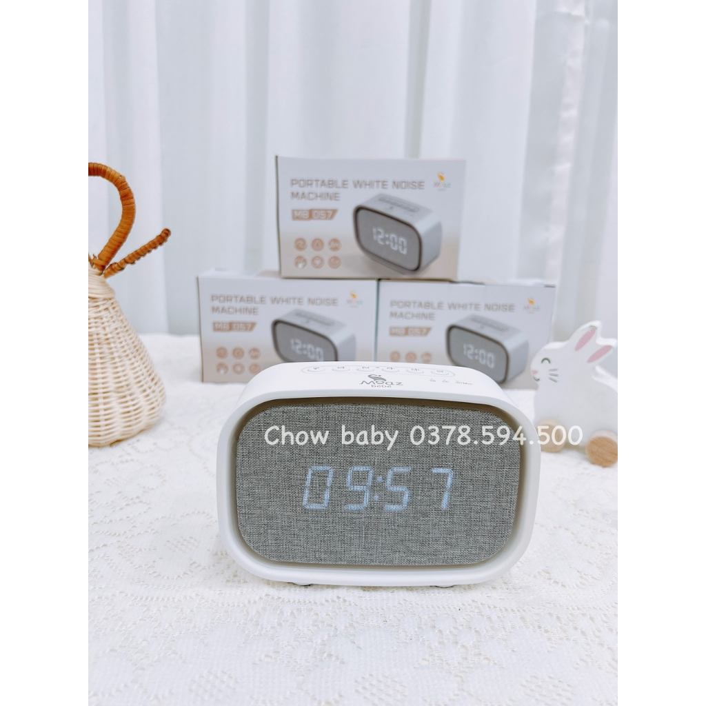 Máy tạo tiếng ồn trắng Moaz Bebe MB057 cho bé có đèn ngủ, máy báo thức kết nối bluetooth