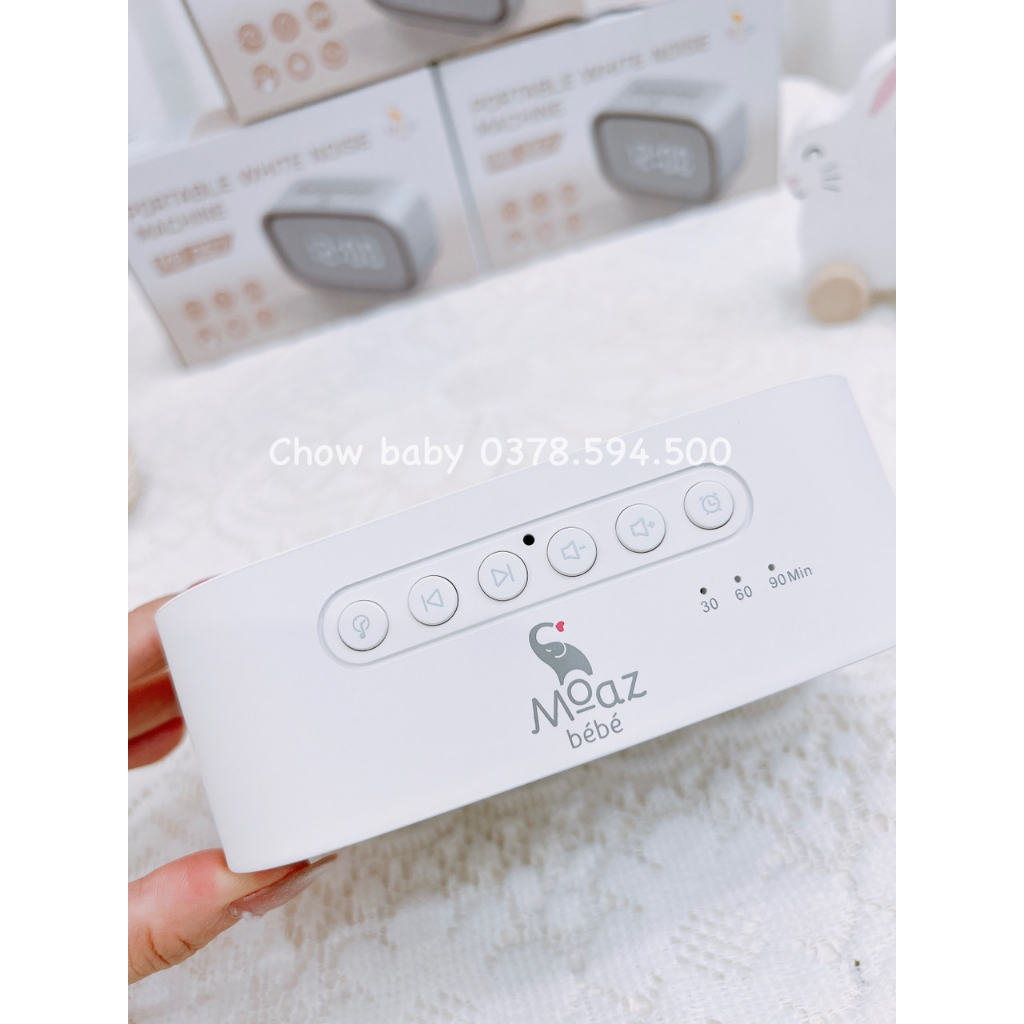 Máy tạo tiếng ồn trắng Moaz Bebe MB057 cho bé có đèn ngủ, máy báo thức kết nối bluetooth