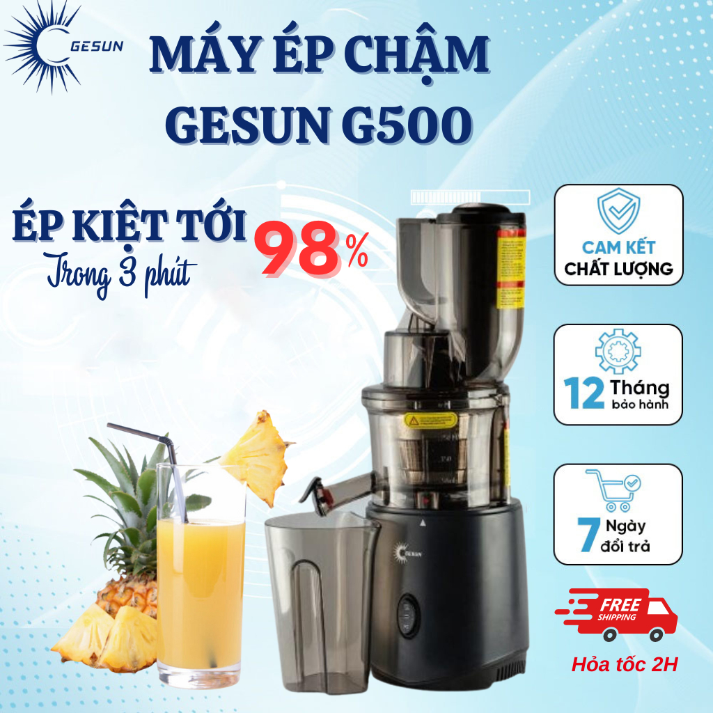 Máy ép chậm Gesun G500 công suất 240W, Máy ép trái cây, hoa quả rau củ kiệt bã, kèm lưới làm kem, bảo hành 24 tháng