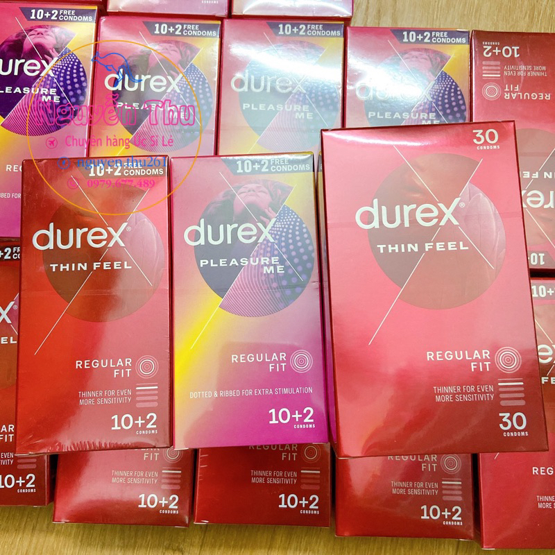 (Che tên)Hộp 30 chiếc bao cao su siêu mỏng kéo dài thời gian durex fetherlite ultra thin feel condoms extra sensitive úc