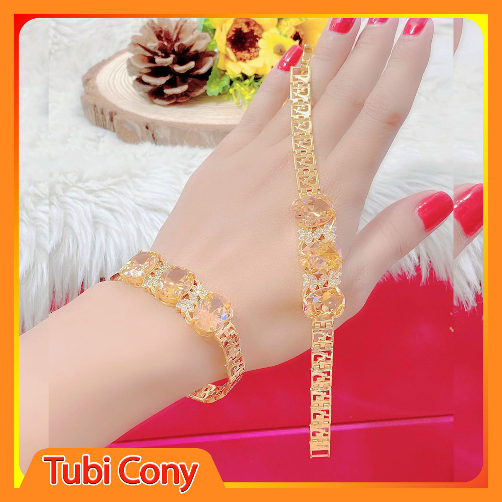 Lắc Tay Nữ Vàng 18 Đẹp (Mạ) Kiểu Chạm - Dễ Phối Thời Trang -Hàng Xuất Khẩu