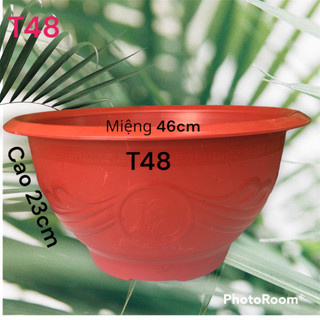 {10 Cái} Chậu Nhựa Truyền Thống T48 Trồng Cây Màu Đỏ Gạch 46x23
