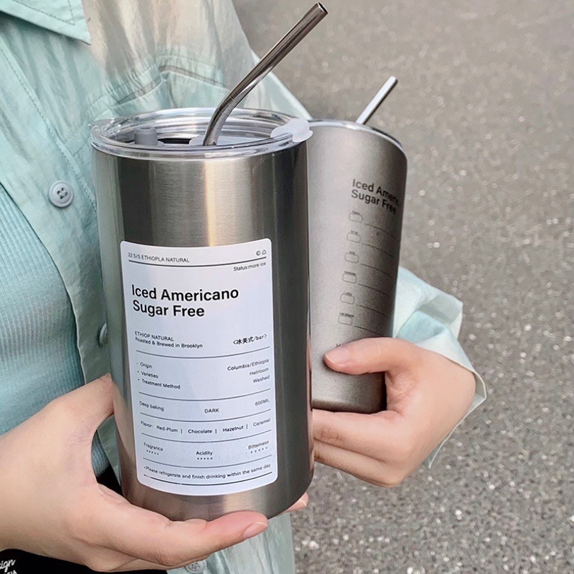 Cốc Giữ Nhiệt Inox 304, Ly uống nước giữ nhiệt Có Ống Hút Ly Uống Coffee 600ML Giữ Nhiệt 6-8 Tiếng KANN STORE | BigBuy360 - bigbuy360.vn