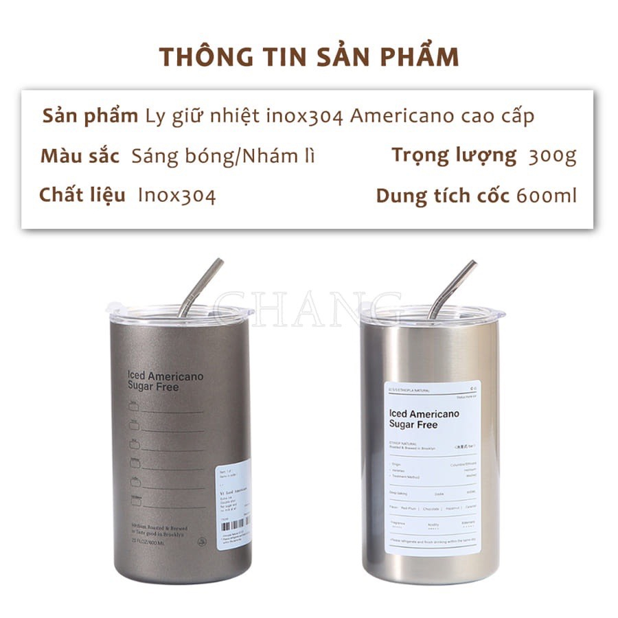 Cốc Giữ Nhiệt Inox 304, Ly uống nước giữ nhiệt Có Ống Hút Ly Uống Coffee 600ML Giữ Nhiệt 6-8 Tiếng KANN STORE | BigBuy360 - bigbuy360.vn