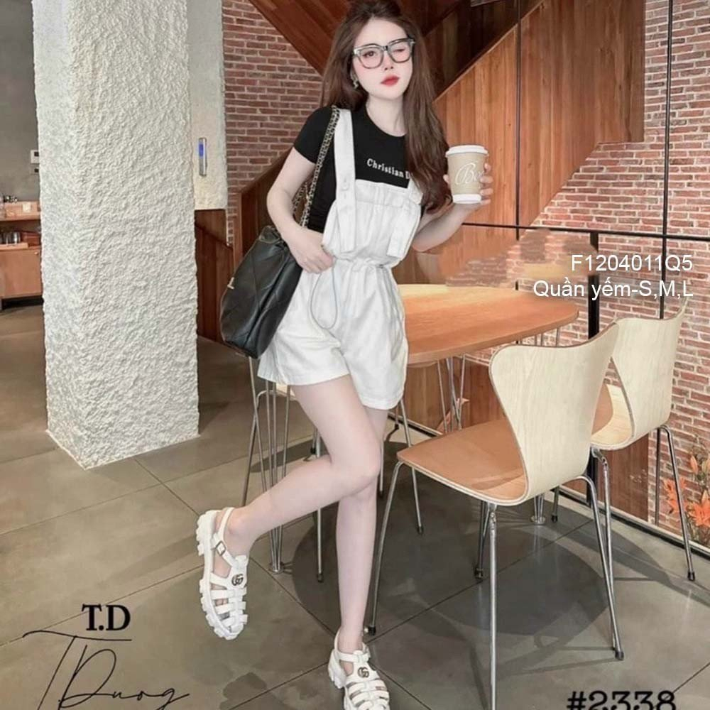 Yếm short jean kiểu rút eo túi ngực hàng đẹp!