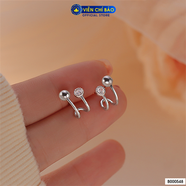 Bông tai bạc nữ bi tròn cá tính chất liệu bạc Ý 925 thời trang phụ kiện trang sức Viễn Chí Bảo B000548