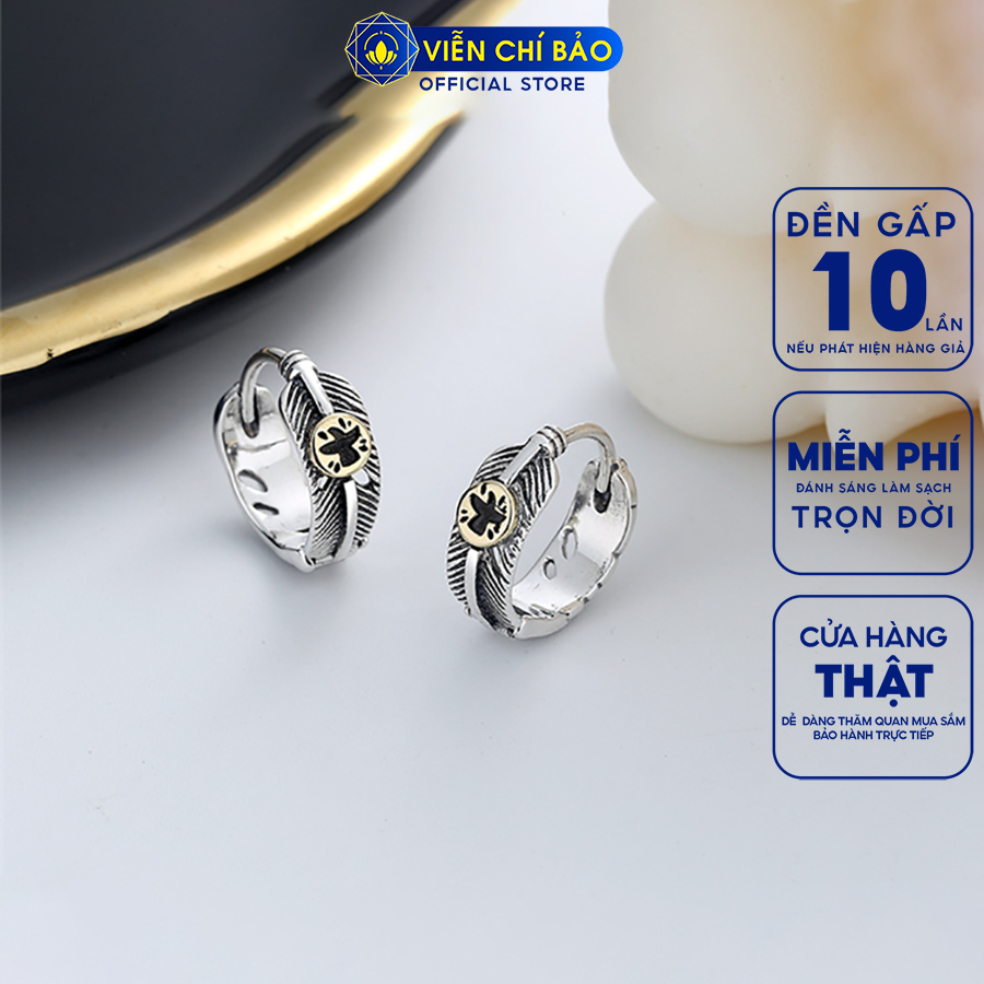 Bông tai bạc nữ tròn lông vũ chất liệu bạc Thái 925 thời trang phụ kiện trang sức Viễn Chí Bảo B000437