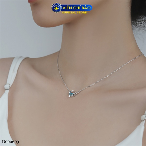 Dây chuyền bạc nữ cá voi xanh chất liệu bạc Ý 925 thời trang phụ kiện trang sức Viễn Chí Bảo D000603