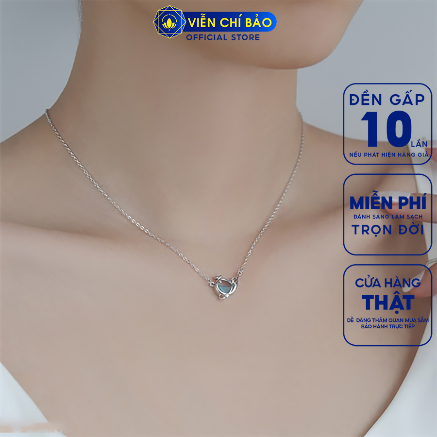 Dây chuyền bạc nữ cá voi xanh chất liệu bạc Ý 925 thời trang phụ kiện trang sức Viễn Chí Bảo D000603