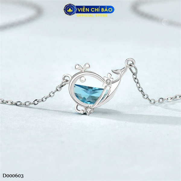 Dây chuyền bạc nữ cá voi xanh chất liệu bạc Ý 925 thời trang phụ kiện trang sức Viễn Chí Bảo D000603