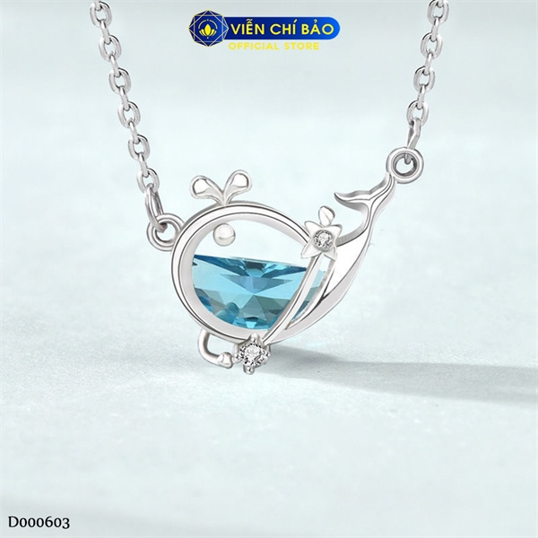 Dây chuyền bạc nữ cá voi xanh chất liệu bạc Ý 925 thời trang phụ kiện trang sức Viễn Chí Bảo D000603
