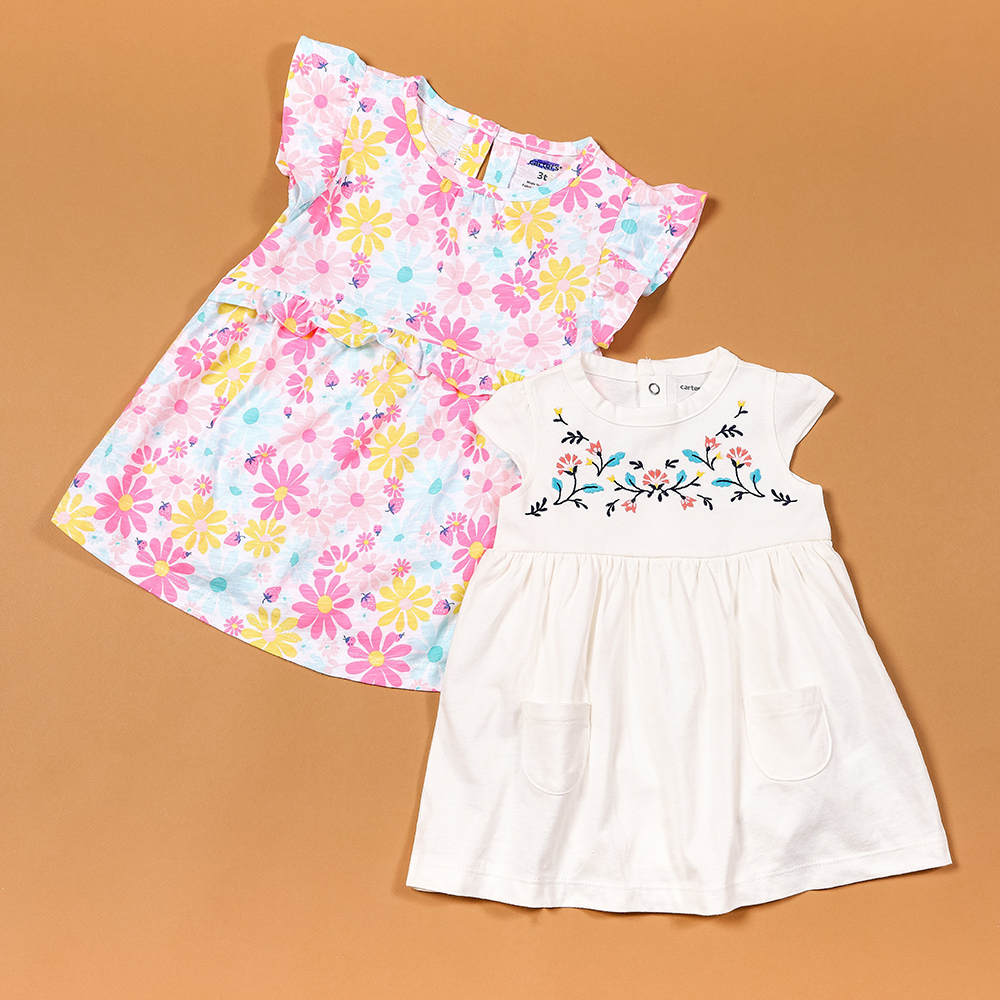 Combo 2 áo váy bé gái ngắn tay full size 3-18kg xuất dư chất liệu 100% cotton cao cấp mềm mại Nhà Sans | A26