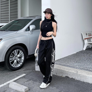 Quần dài ống rộng in nổi REGODS form rộng unisex nam nữ lưng chun - Pants line