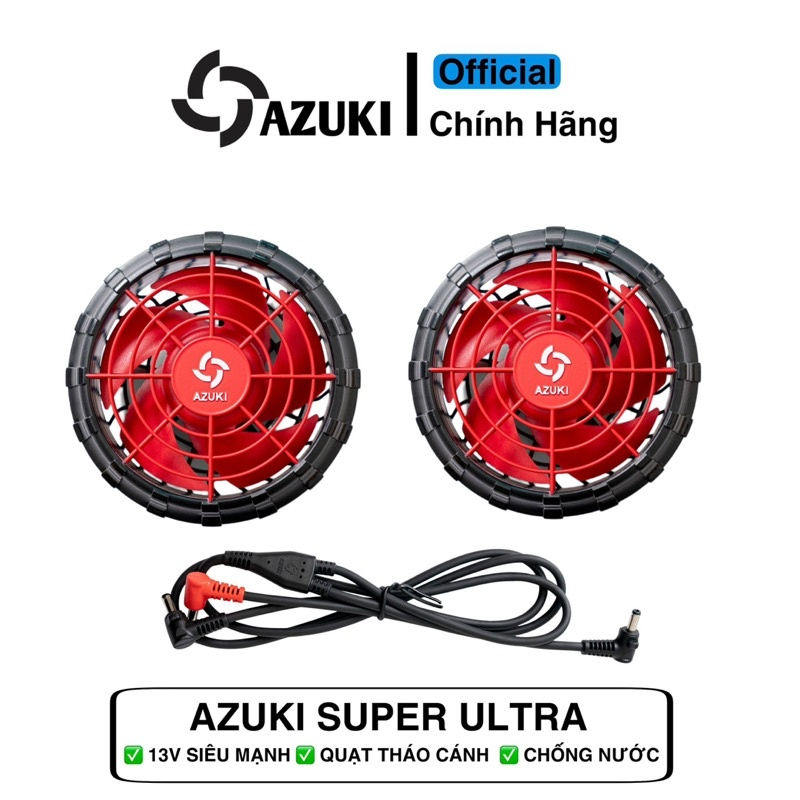 Bộ phụ kiện áo điều hòa Azuki [Pin trâu 26.000mah chạy 24-30 tiếng, Quạt đỏ 13V không chổi than - NIKITO