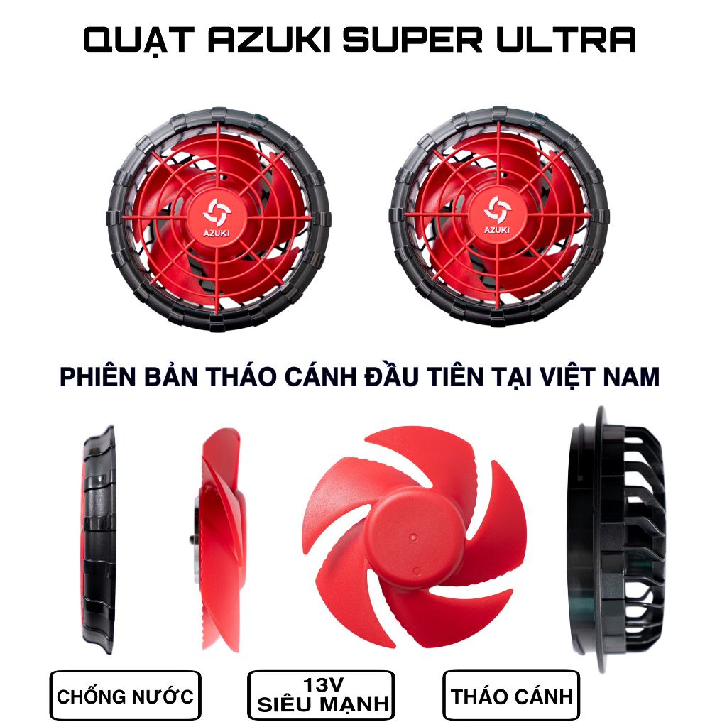 Áo Điều Hòa AZUKI-ULTRA Mới Nhất 2024 Pin 24000 - 26000mah, Quạt Azuki 13V Không Chổi Than Chống Nước Siêu Đẹp - NIKITO