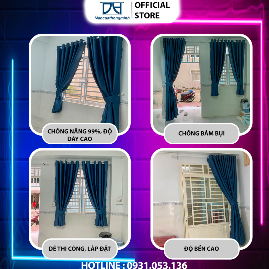 Rèm cửa chống nắng, Rèm cửa chính, cản sáng 96%, decor cửa sổ VIP03 Mancuathongminh | BigBuy360 - bigbuy360.vn