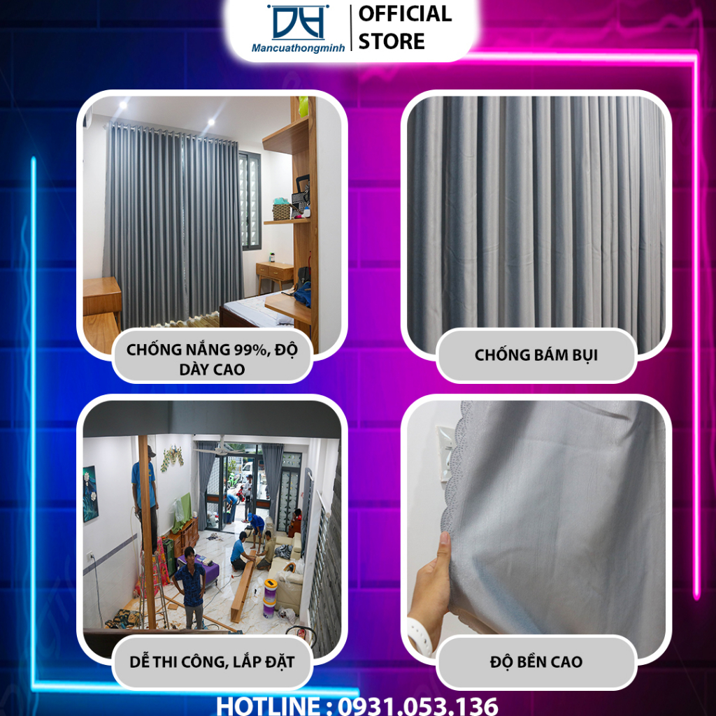 Rèm cửa chống nắng, Rèm cửa chính, cản sáng 96%, decor cửa sổ VIP03 Mancuathongminh | BigBuy360 - bigbuy360.vn