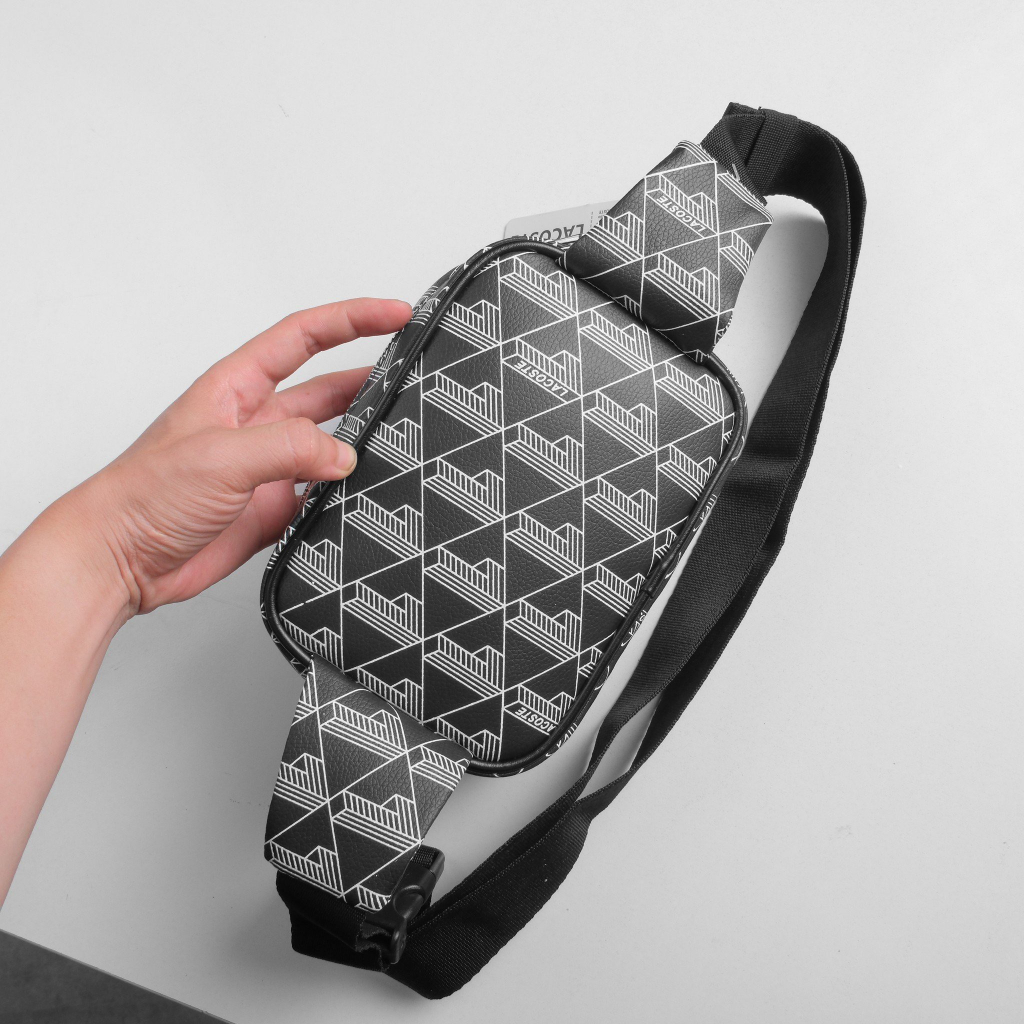 Túi bao tử đeo chéo unisex nam nữ LCTE Monogram printbag màu đen chất liệu si cao cấp form hãng size 22