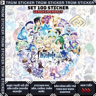 Set 100 stickers, hình dán genshin impact- game,anime- trang trí, decor laptop, cặp sách - trùm stickers 073
