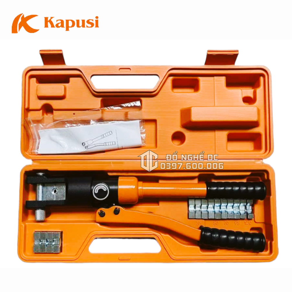 Kìm ép cốt thủy lực máy ép đầu cos dây điện YQK 120 - K-0616 Kapusi Japan chất liệu cao cấp tay cầm được bọc cao su