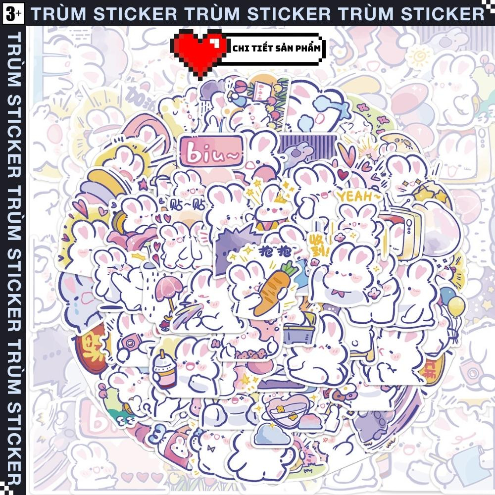 Set 120 Sticker, Hình Dán Thỏ Cute,- animal cute - Trang Trí, Decor Laptop, Cặp Sách - TRÙM STICKERS 117