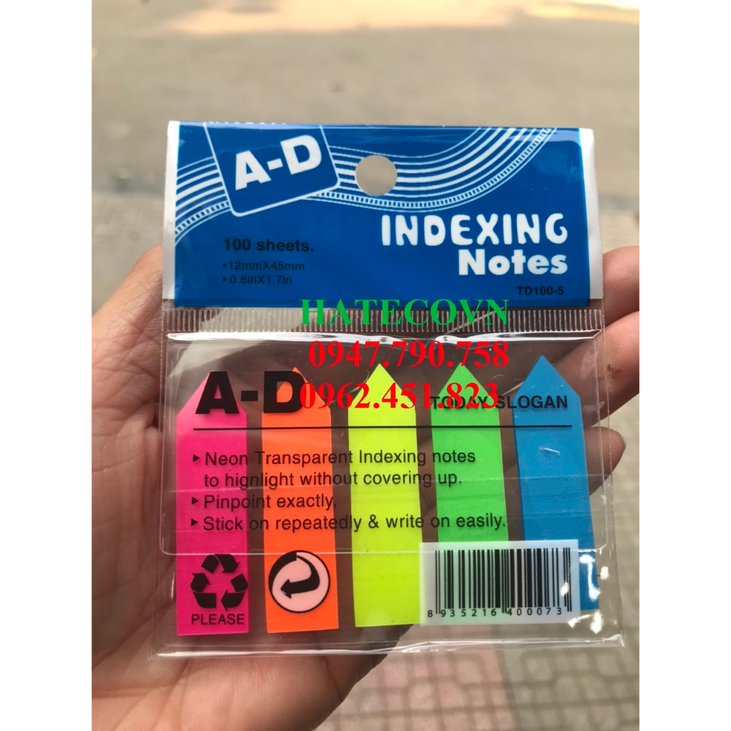 Phân trang nhựa 5 màu Today TD100 - Giấy đánh dấu chữ ký - phân trang mũi tên