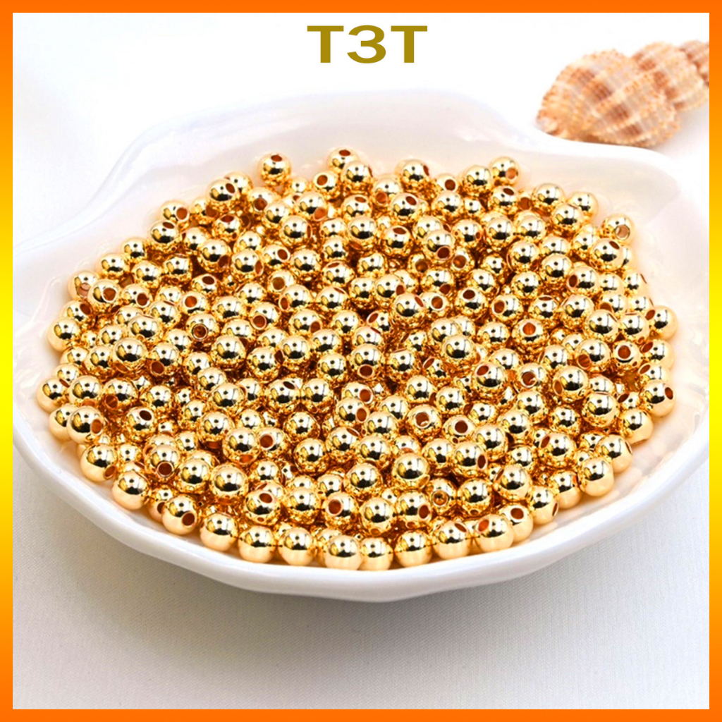Bi tròn trơn kim loại mix vòng tay, Charm tròn làm vòng phong thuỷ và Handmade - CBT01 - T3T