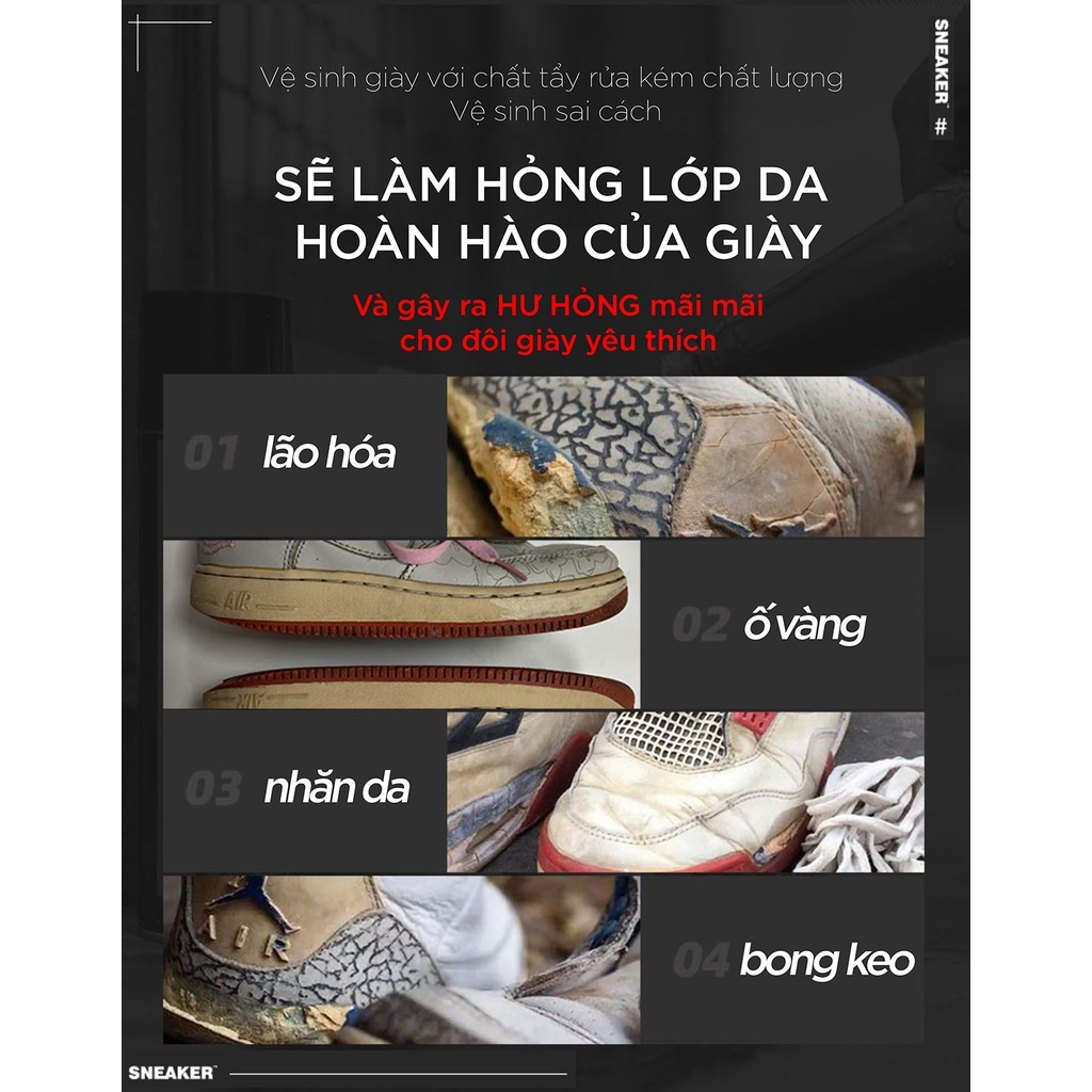 Combo 3 món phụ kiện chăm sóc giầy Sneaker, bình sịt vệ sinh, bàn chải đánh và 1 gói 32 khăn giấy lau giày dép.