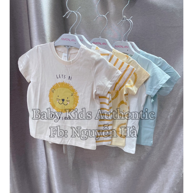 Set 5 áo cotton thun ngắn tay bé trai 6-9m 9-12m 12-18m 18-24m 2-3y 3-4y