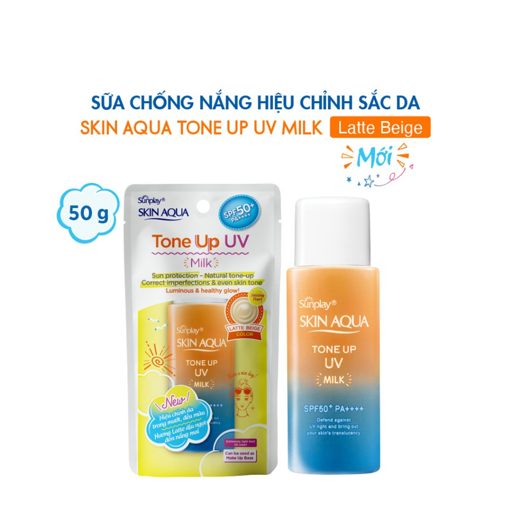 Tinh chất/Sữa chống nắng hiệu chỉnh sắc da 50gr Sunplay Skin Aqua Tone Up UV Essence Glam Beautique