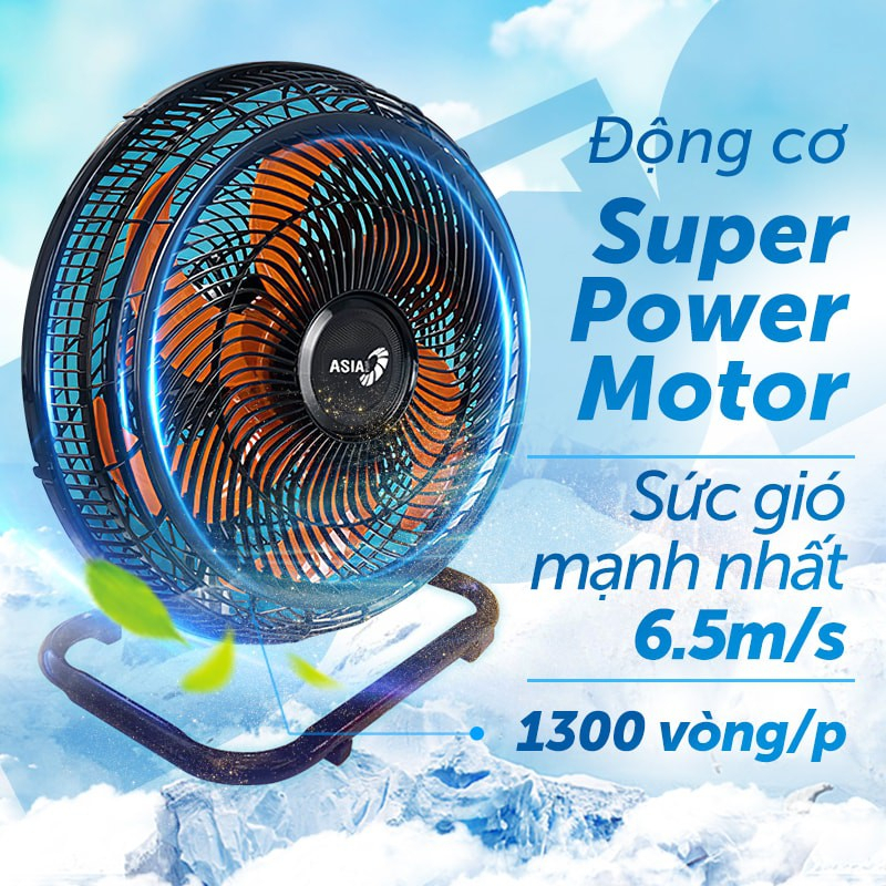 Quạt Asia TURBO 80w (Đen Cam) - Chính hãng, BH 2 năm