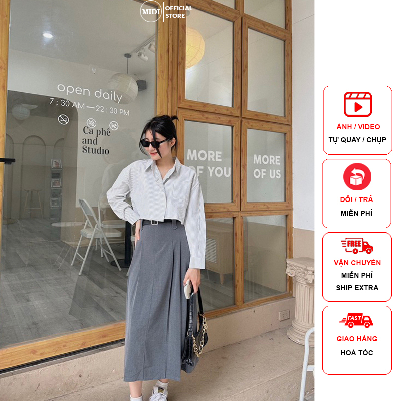 Chân váy midi vải (392) - MIDISTORE